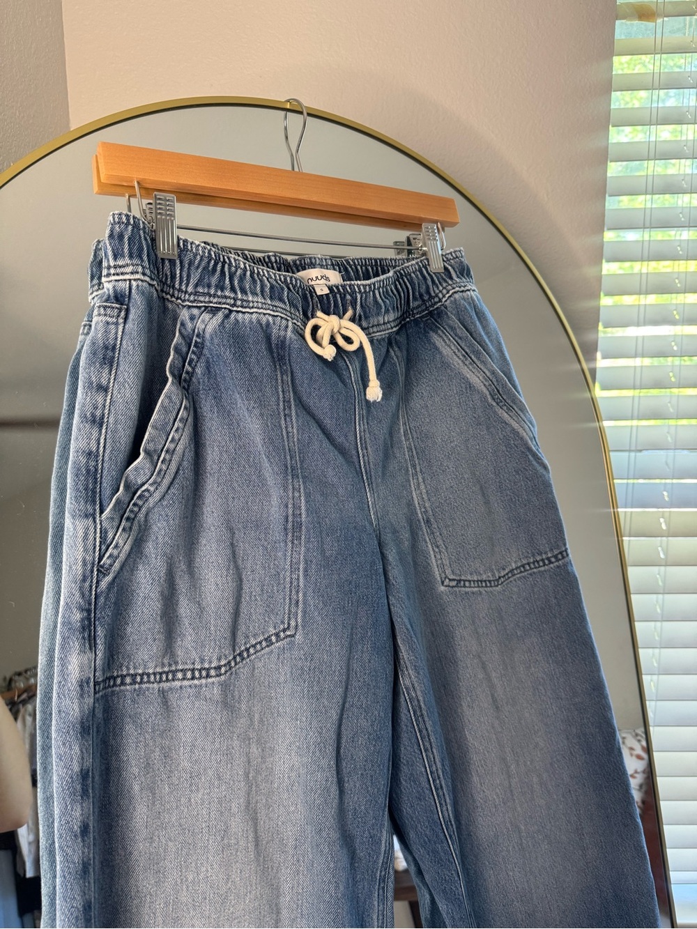 nuuds Medium Blue Wide-Leg Drawstring Jeans - Picture 4 of 7
